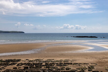 Looking Out Over The Sandy Beach At Bigbury-on-sea, On The Devon Coast