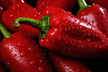 Wall Mural - water drops on fresh red chili