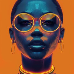 Poster - Portrait of a black woman wearing glasses