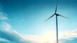 Renewable energy concept wind turbine generating power against blue sky. Concept Renewable Energy, Wind Turbine, Blue Sky, Clean Power Generation, Eco-Friendly Technology