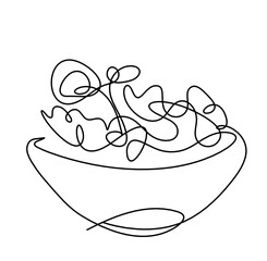 Wall Mural - Abstract salad as line drawing on white