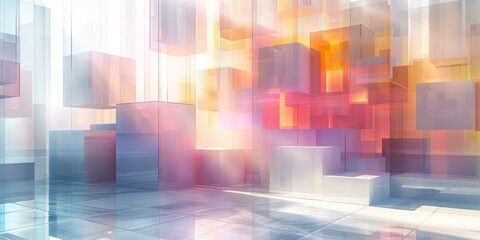 Canvas Print - Abstract translucent 3D cubes background