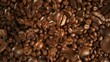 Freeze motion of flying coffee beans on pile.