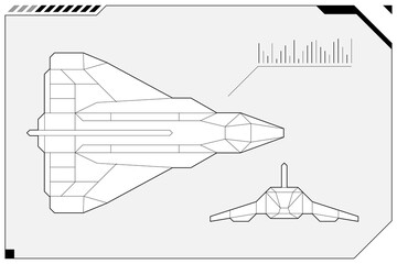 Poster - hud futuristic starship scheme on spacecraft cockpit radar dashboard control panel. spaceship wirefr