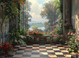 Wall Mural - European style retro indoor sun room