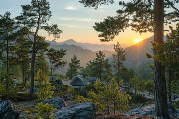 Wall Mural - Camping in the mountains