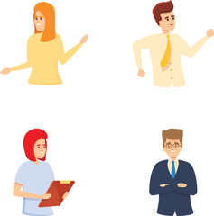 Poster - Office worker icons set cartoon vector. People in work collaboration together. Company employees