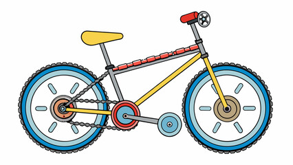 Poster - A bike operates by using a chain and gears to transfer the power from pedaling into motion. The bike also has brakes with brake pads pressing against. Cartoon Vector
