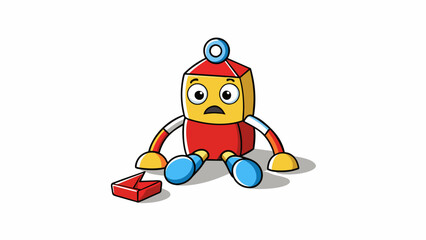 Poster - A broken toy with a sad face drawn on it representing the consequence of losing or damaging soing as a penalty for misbehaving.. Cartoon Vector