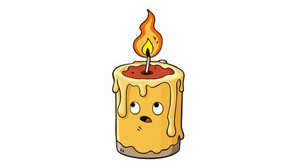 Poster - A burnt out candle its wick extinguished as the melted wax hardens into a solid form.. Cartoon Vector