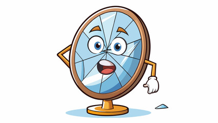Poster - A broken mirror with one side reflecting a distorted image representing the damaging effects of making a harsh or unfair judgement. The other side of. Cartoon Vector