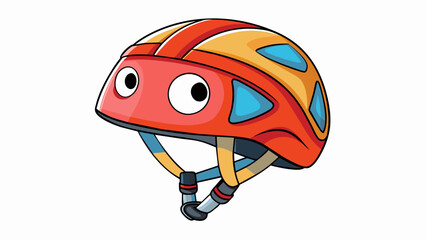 Poster - A childs bicycle helmet made of lightweight shockabsorbing material with adjustable ss and multiple air vents for comfort specifically designed to. Cartoon Vector