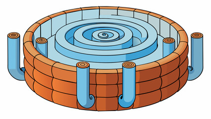 Aufkleber - A circular drum with numerous coiled tubes running through it like a snail shell. Hot gas or fluid is forced through the center of the coils while. Cartoon Vector