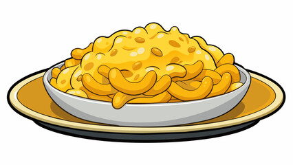 Fototapete - A classic comfort food dinner A plate of steaming macaroni and cheese made with al dente noodles and a thick and creamy cheddar cheese sauce. The. Cartoon Vector