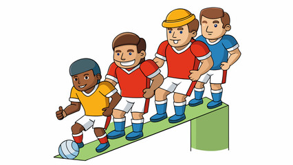Poster - A committee is like a football team with a diverse set of players working together towards a common goal. Each player has their specific position and. Cartoon Vector