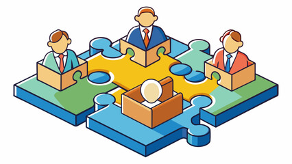 Aufkleber - A committee is like a puzzle with each member representing a unique piece that contributes to the overall picture. Just as each piece has its own. Cartoon Vector