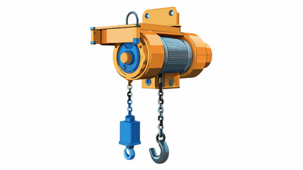 Poster - A compact and portable industrial hoist commonly used in automotive repair shops is a chainoperated winch that can easily raise and lower engines or. Cartoon Vector