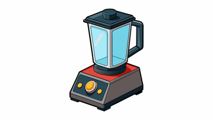 Fototapete - A compact and efficient industrial blender with a sleek black exterior and a digital control panel for precise blending. The blades are made of sy. Cartoon Vector