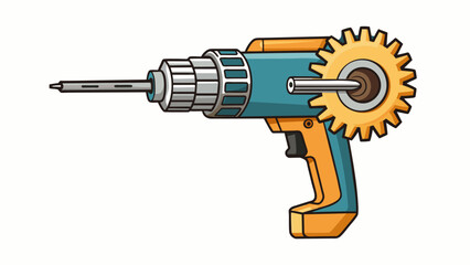 Aufkleber - A compact gear attached to a drill used for precision drilling in metal and woodwork. It has a sharp tip and a sy handle allowing for controlled and. Cartoon Vector