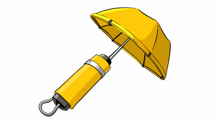 Poster - A compact foldable umbrella in bright yellow with a sy metal frame and a rubbercoated handle for a comfortable grip. It comes with a matching sleeve. Cartoon Vector