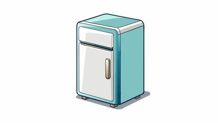 Fototapete - A compact white refrigerator with a single door and simplistic design perfect for small kitchens or dorm rooms.. Cartoon Vector