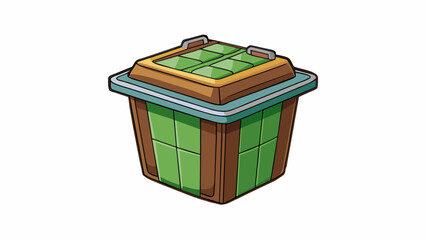 Poster - A compost bin for food scraps and biodegradable materials. It has a secure lid and is made of ecofriendly materials providing a sustainable solution. Cartoon Vector