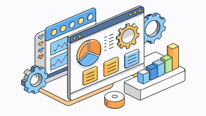 Leinwandbilder - A computer program that analyzes historical data on equipment performance identifying patterns and predicting optimal times for regular maintenance to. Cartoon Vector