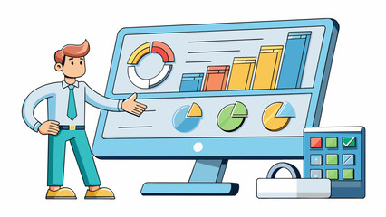 Fototapete - A computer program with a userfriendly interface used by IT professionals to troubleshoot internet connection problems. The tool displays network. Cartoon Vector