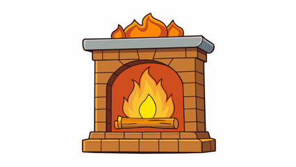 Poster - A cozy fireplace its crackling flames and comforting heat bringing a sense of warmth and security mirroring the comfort and stability that love. Cartoon Vector