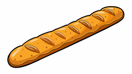 Poster - A crusty baguette with a crackly exterior and chewy interior. It has a classic oval shape and is often used for sandwiches or served alongside soup.. Cartoon Vector