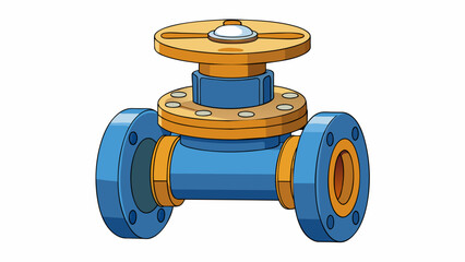 Poster - A diaphragm valve with a flexible diaphragm that controls the flow of fluids within a piping system. The diaphragm is made of rubber or other durable. Cartoon Vector
