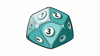 Aufkleber - A dice with 6 sides each side displaying a different numerical value of dots ranging from 1 to 6. The dice is rolled and the number of dots displayed. Cartoon Vector