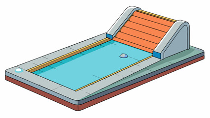 Poster - A durable nonslip rubber mat p at the entrance of a public pool to prevent slips and falls with raised edges to contain any water that may be brought. Cartoon Vector