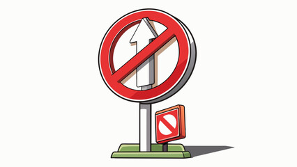 Poster - A Do Not Enter sign at the entrance of a oneway street indicating that drivers should not turn or enter the street in the opposite direction. The sign. Cartoon Vector