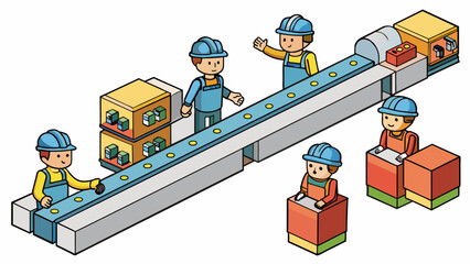 Poster - A factory assembly line with welltrained workers and streamlined processes that allow for maximum production with minimal waste or defects. Its. Cartoon Vector