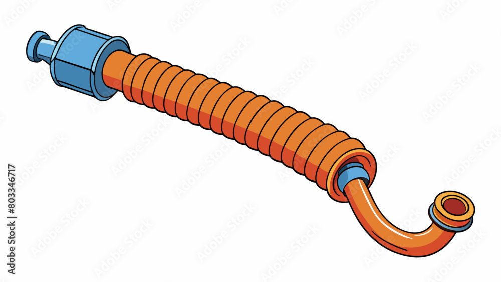 A flexible accordionshaped tube with a threaded fitting on one end and ...