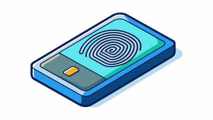 Fototapete - A fingerprint scanner with a sleek and modern design featuring a smooth glass surface and a small LED display. It can only be unlocked by a registered. Cartoon Vector