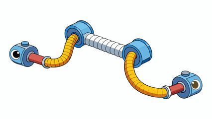 Poster - A flexible rubber hose with metal clamps at each end that joins two pieces of equipment allowing for movement and vibration.. Cartoon Vector