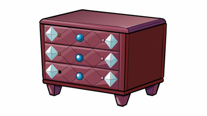 Poster - A faux leather drawer with a faux crystal on the front. It has a sleek and modern design with a deep burgundy color. It is part of a vanity set and is. Cartoon Vector