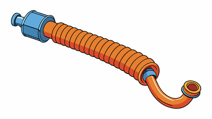 Poster - A flexible accordionshaped tube with a threaded fitting on one end and a nozzle on the other. This type of fitting is commonly used for hardtoreach. Cartoon Vector