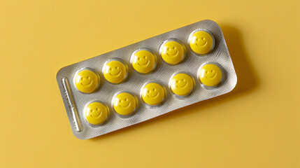 Yellow happy pills in packet 