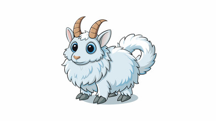 Aufkleber - A fluffy white creature with long ears a cottony tail and a twitchy nose.. Cartoon Vector