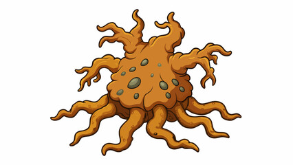 Poster - A gnarled irregularlyshaped root with a speckled brown exterior and a firm white inside.. Cartoon Vector