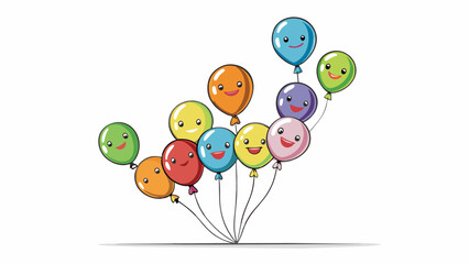 Poster - A group of colorful balloons floats in the air each one representing a different opportunity or goal. The decision lies in which balloon to grab onto. Cartoon Vector