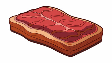 Fototapete - A hearty slab of meat grilled to a deep mahogany color with deliciously crispy edges and a pink juicy interior. The charred and slightly charred. Cartoon Vector