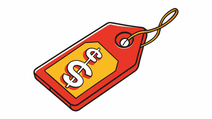 Sticker - A high price tag The most obvious representation of debt is a high price tag symbolizing the amount of money owed. This visual can showcase the cost. Cartoon Vector