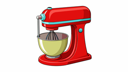 Aufkleber - A heavyduty freestanding mixer in a vibrant shade of red commonly found on construction sites. This versatile machine can be attached to various tools. Cartoon Vector