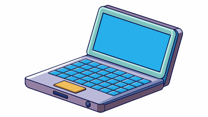 Fototapete - A laptop is a portable computer that is designed to be used on a persons lap. It typically has a flat screen a keyboard and a touchpad or mouse for. Cartoon Vector