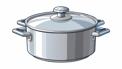 Poster - A large stainless steel cooking pot used in professional kitchens. It has a tightly sealed lid with a pressure release valve and strong metal clamps. Cartoon Vector