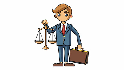 Poster - A lawyer carries a briefcase and wears a suit utilizing research and persuasive speaking skills in a courtroom to defend their clients rights and. Cartoon Vector
